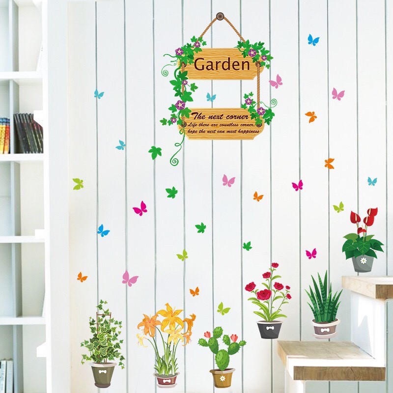 Tranh Dán Tường 3d Phòng Khách - Decal Dán Tường Phòng Khách - Trang trí 23 hoa treo