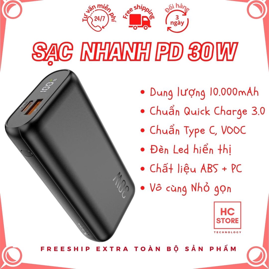 Sạc dự phòng 10000mAh - Pin dự phòng Q5 - Chuẩn QC 3.0 - Nhỏ gọn tiện lợi - Type C
