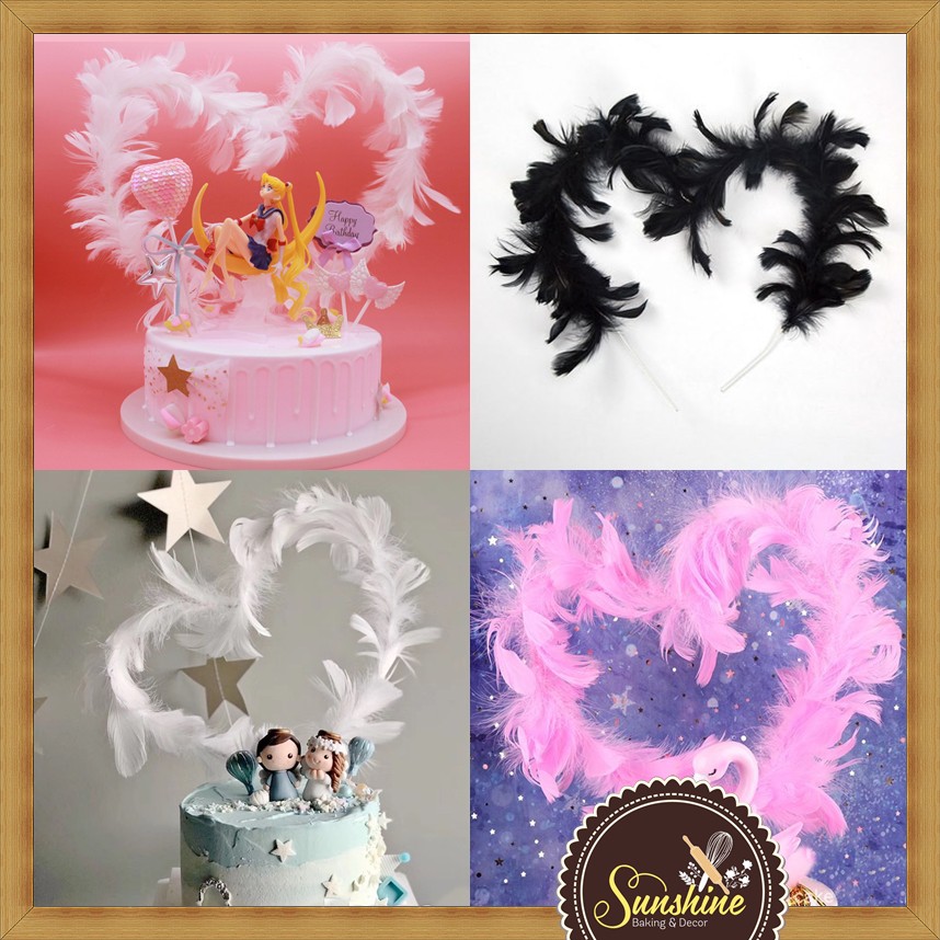 Lông Vũ Trái Tim Trang Trí Bánh Kem Sinh Nhật