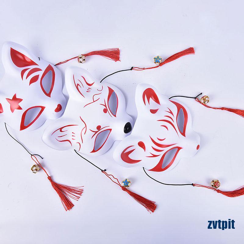 [ZPI] Japanese Halloween Cosplay Fox Party Half Face Hand Painted Kitsune SI