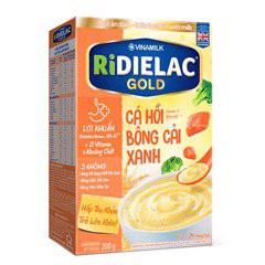 Bột ăn dặm RIDIELAC GOLD Cá hồi bông cải xanh - Hộp giấy 200g