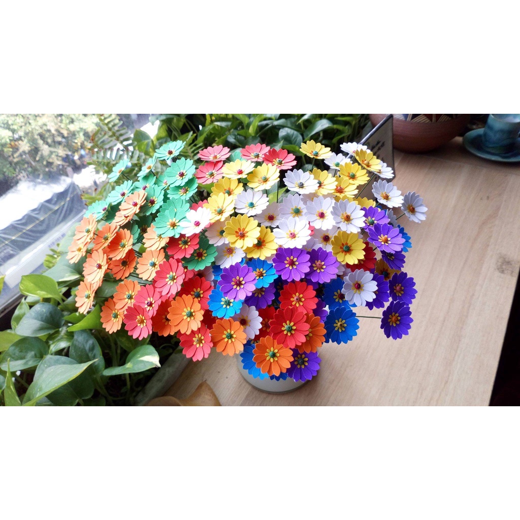 Set 100 bông hoa cúc 2.5cm đủ màu