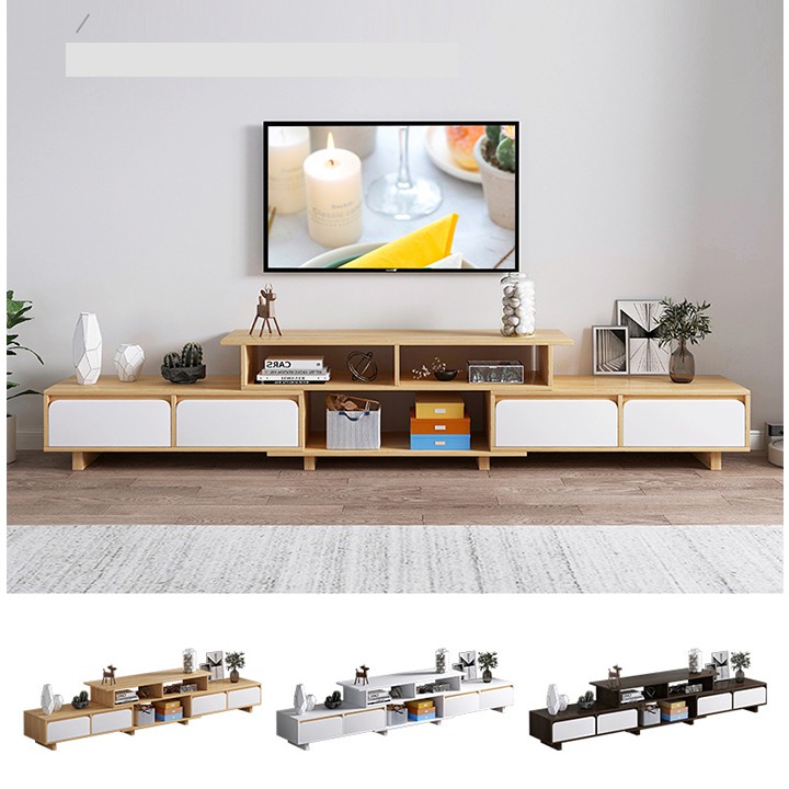 Kệ tivi treo tường thông minh 2m2 có thể thay đổi chiều dài, Kệ tivi phòng khách bằng gỗ 220cm