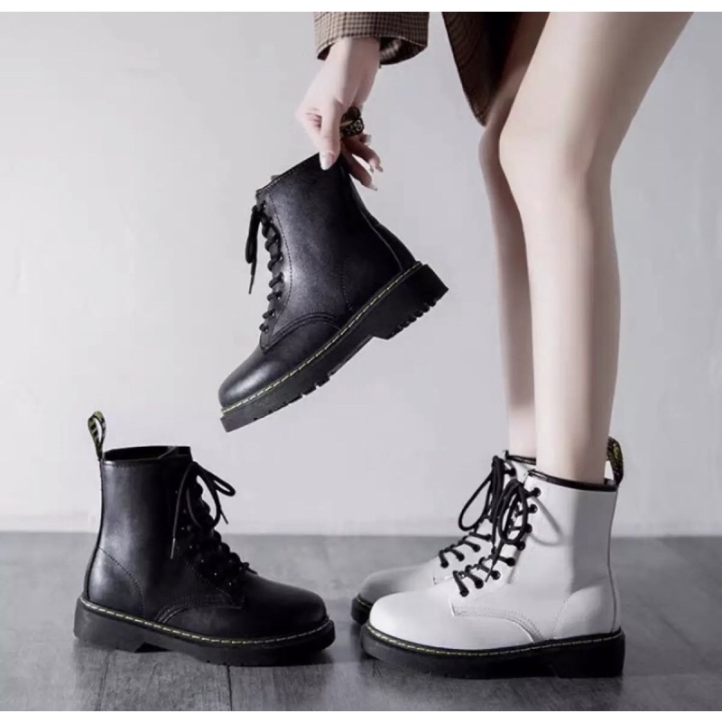 sẵn/ giày da đen 💖 giày quai ngọc, mary jane boot martins độn đế (đặt giao luôn)