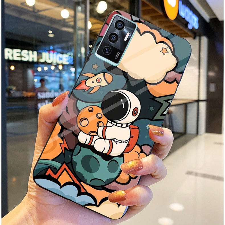 Ốp Lưng VIVO V23E Ốp kính bóng cao cấp Phi Hành Gia