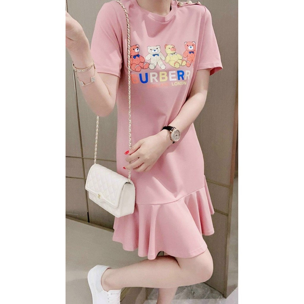 HÀNG QC - ĐẦM SUÔNG THUN ĐUÔI CÁ HỌA TIẾT GẤU SIÊU CUTE - ZCT136365