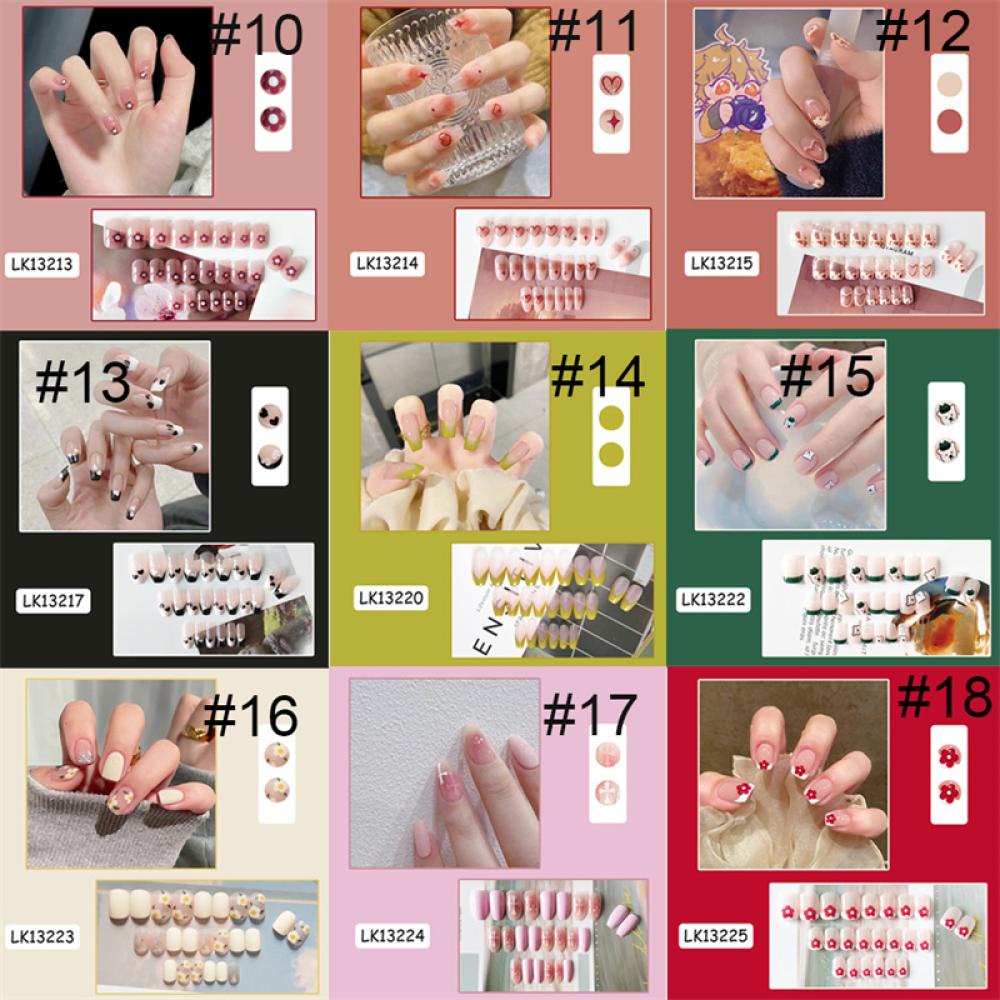 Set 24 Móng Tay Giả Nhiều Màu Dễ Thương F4Y5