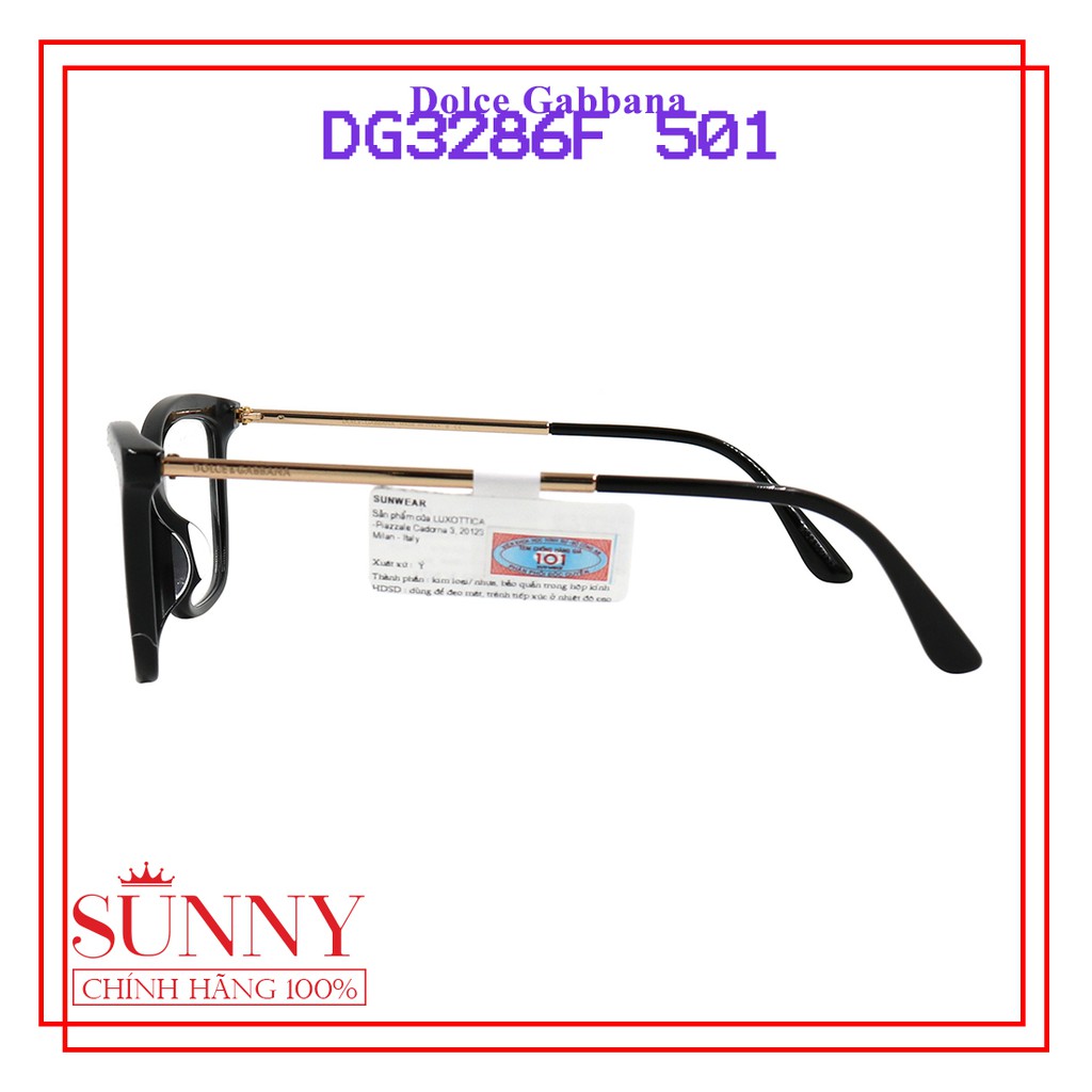 Gọng kính nam nữ chính hãng Dolce &amp; Gabbana DG3286F 501 màu sắc thời trang, thiết kế dễ đeo bảo vệ mắt
