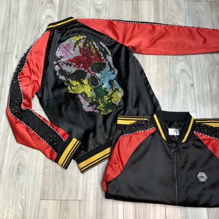 Áo khoác Bomber đính đá đầu nâu đỏ Philipp cực chất bản đẹp - Áo khoác nam nữ - Áo khoác nhẹ