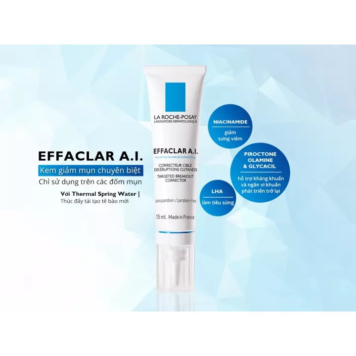 Kem Giảm Mụn Chuyên Biệt La Roche-Posay Effaclar A.I. 15ml