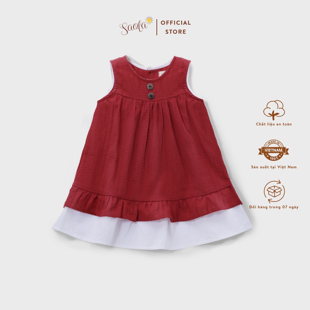 Đầm Bé Gái/ Váy Bé Gái Cổ Tròn Sát Nách Lai Bèo Hai Tầng Thoáng Mát - ZOE DRESS - DRC016 - SAOLA KIDS CLOTHING