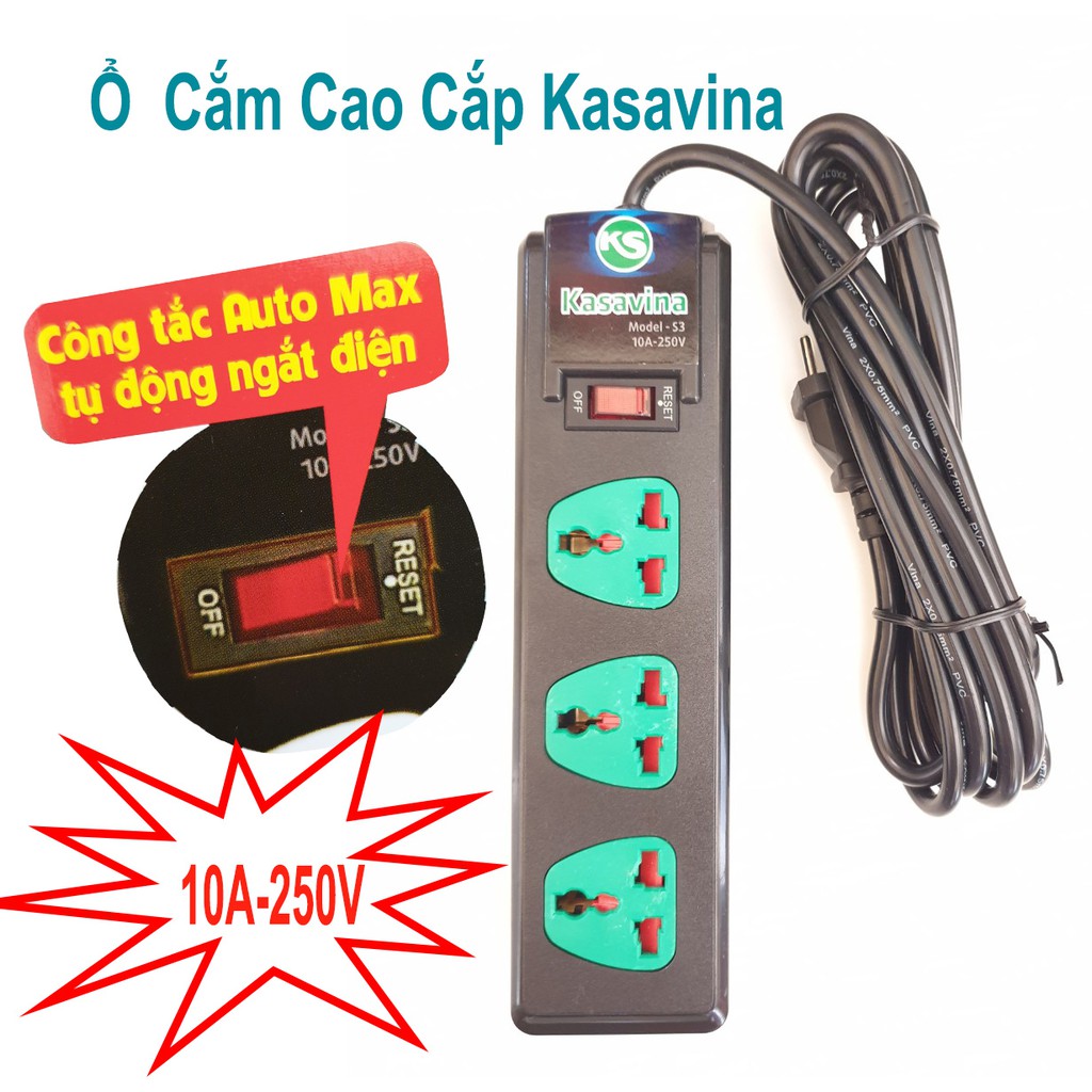 Ổ Cắm Di Động Cao Cắp Kasavina Tự Động Ngắt Điện Khi Quá Tải