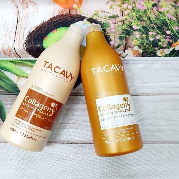 BỘ DẦU GỘI TACAVY COLAGEN KERATIN COMPLEX CHUYÊN PHỤC HỒI TÓC HƯ TỔN 1000MLX2