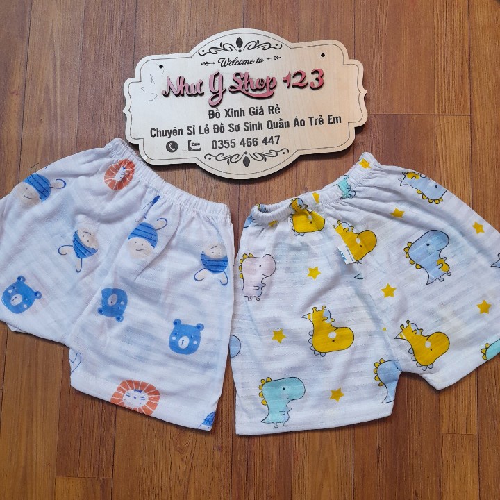 A15 - Quần Đùi Cotton Sợi Tre Bỏ Bỉnh Cho Bé Trai Bé Gái (Hình Thật Video Tự Quay)
