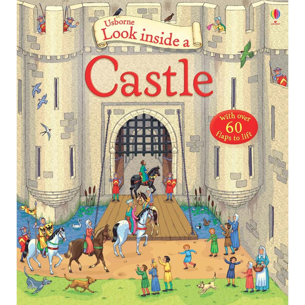 Sách lật mở Look Inside A Castle khám phá lâu đài Châu Âu Usborne