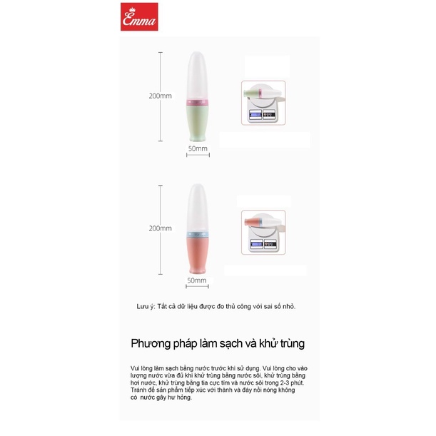 Bình thìa ăn dặm silicon EMMA KIDS cao cấp cho bé