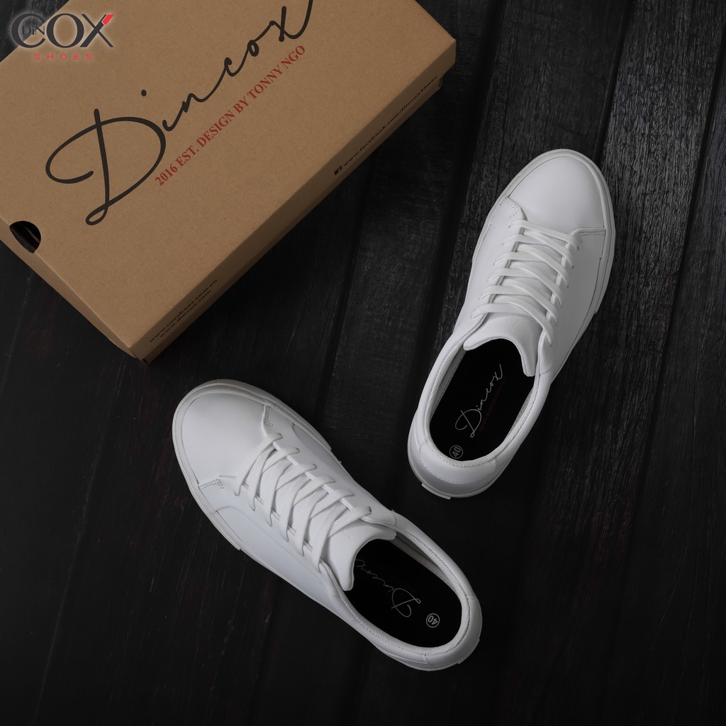 Giày Sneaker Da Unisex DINCOX D20 Năng Động Cá Tính White