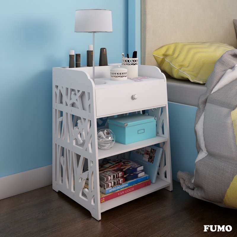 Tab đầu giường gỗ PVC cao cấp 2 tầng 1 ngăn tủ tiện lợi siêu chắc chắn FUMO SP030