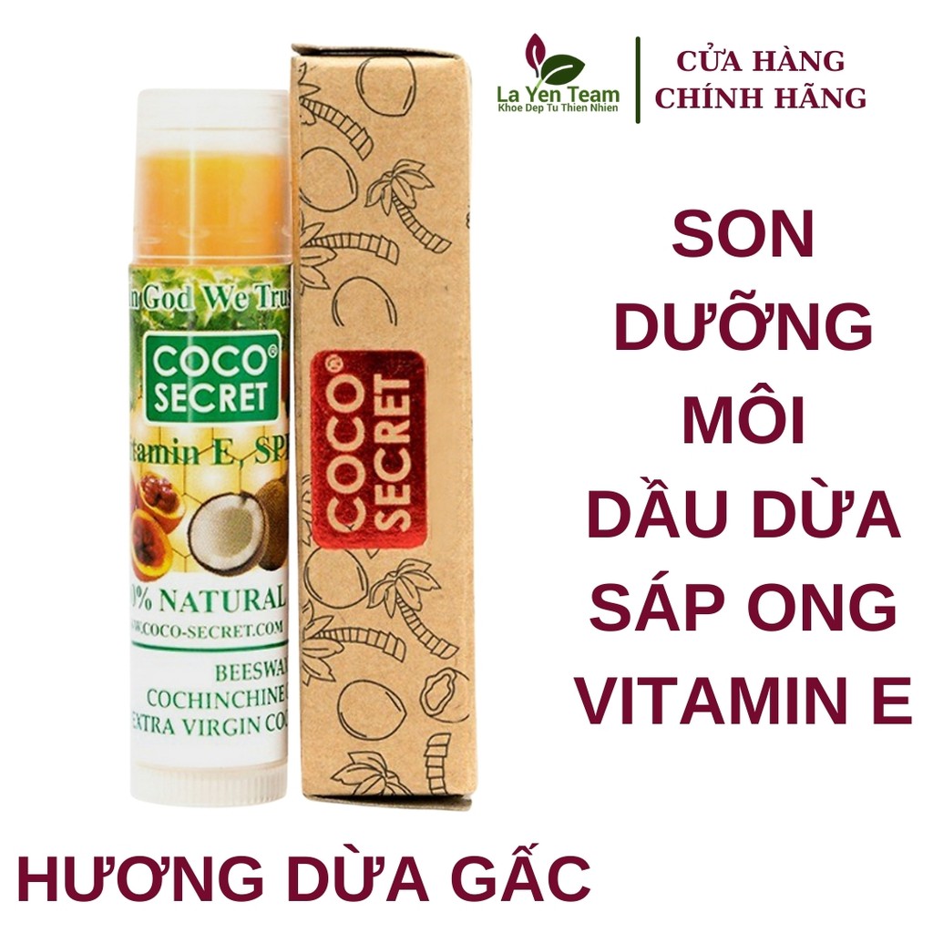 Son Dưỡng Môi Tinh Dầu Dừa Sáp Ong Vitamin E Coco Secret 5g Mềm Mượt Môi