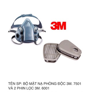 Mặt nạ phòng độc 3M nửa mặt 7501 kèm cặp phin lọc 6000 có tem chống hàng giả