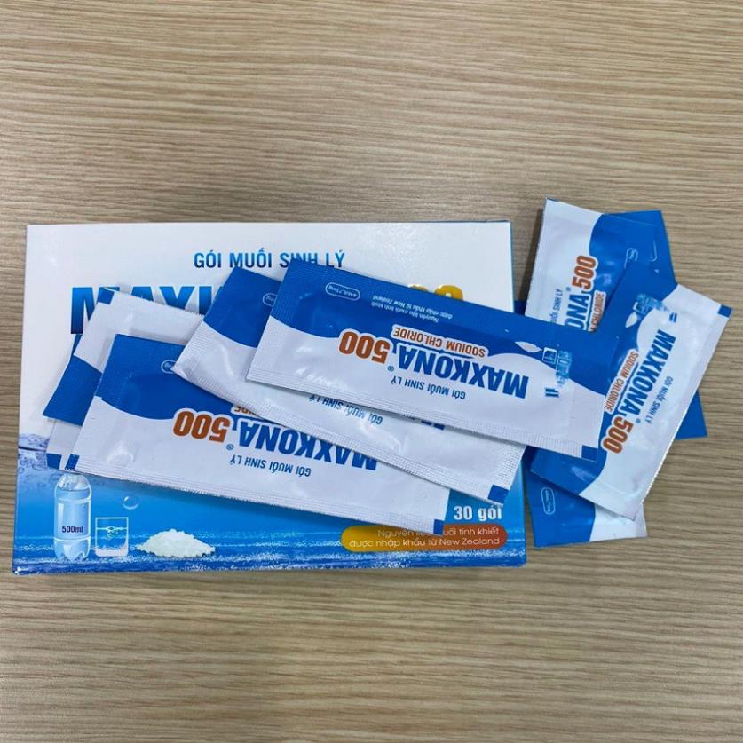 GÓI MUỐI SINH LÝ MAXKONA 500 - Gói pha nước muối sinh lý súc họng, nước muối súc miệng rửa mũi
