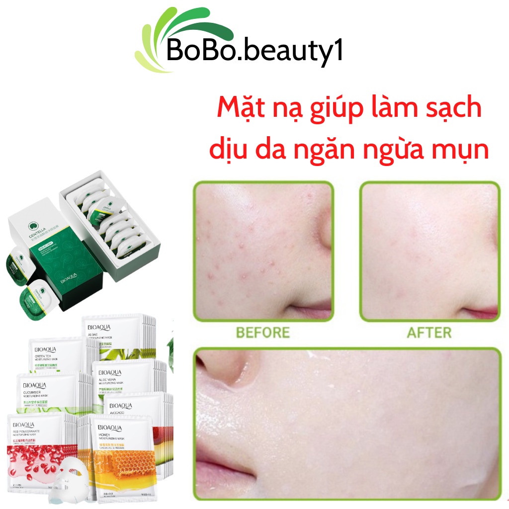 Combo 50 mặt nạ giấy dưỡng trắng da cấp ẩm nước se khít lô chân lông da dầu giảm mụn mask nội địa trung