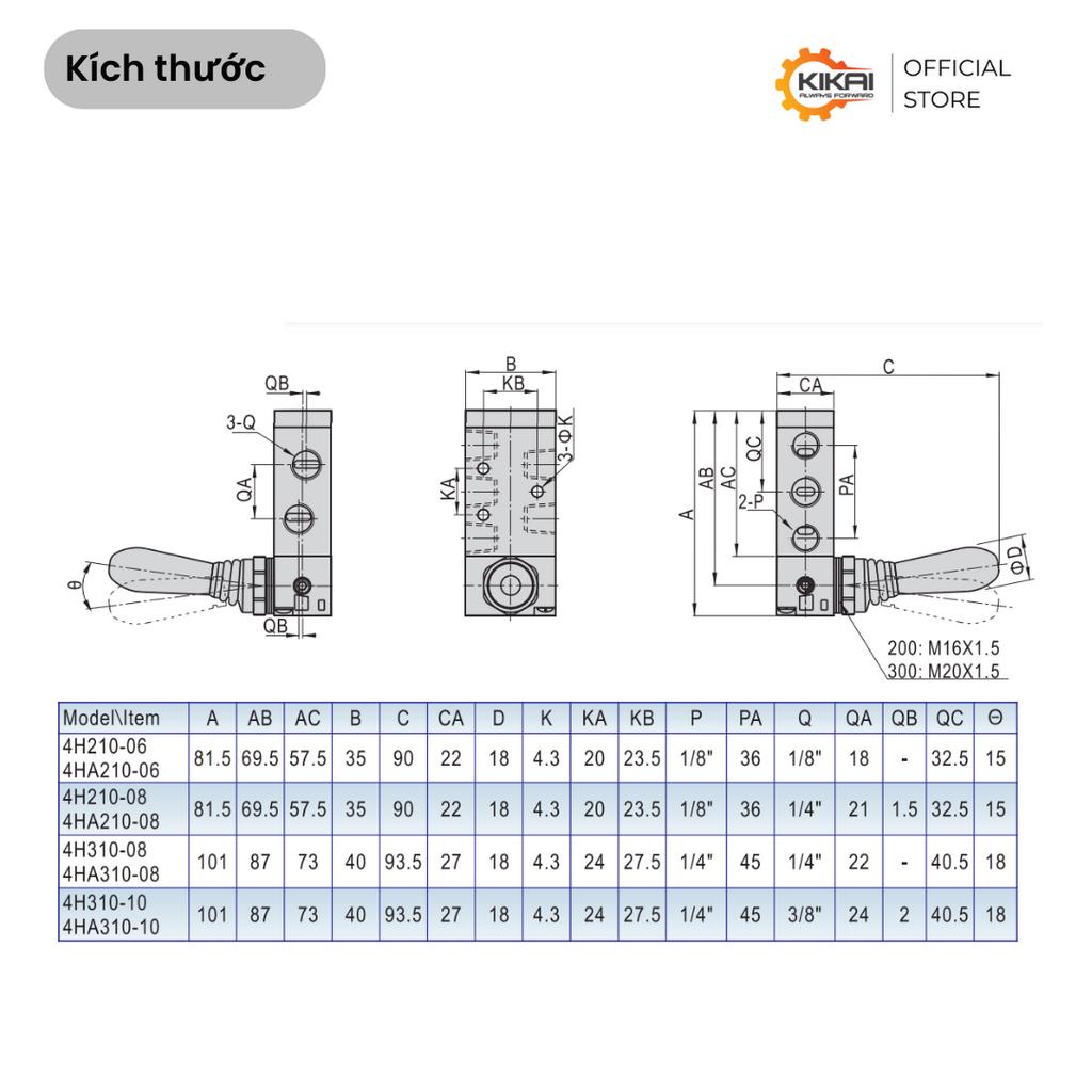 Van gạt tay khí nén đảo chiều 5 cổng 2 vị trí 4H210-08/10 chất lượng tốt vỏ hợp kim nhôm