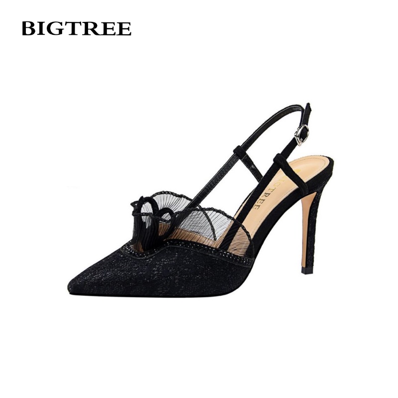 BIGTREE Giày Cao Gót 9cm  Đính Đá Thời Trang Quyến Rũ Cho Nữ 313-5