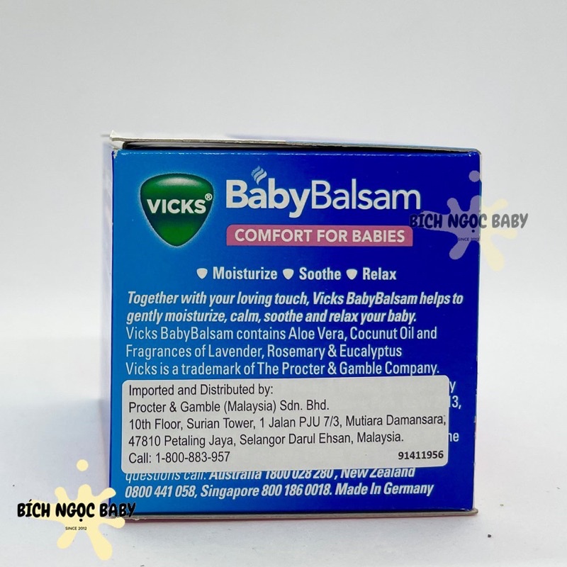 Dầu bôi ấm ngực Vick Baby Balsam Úc