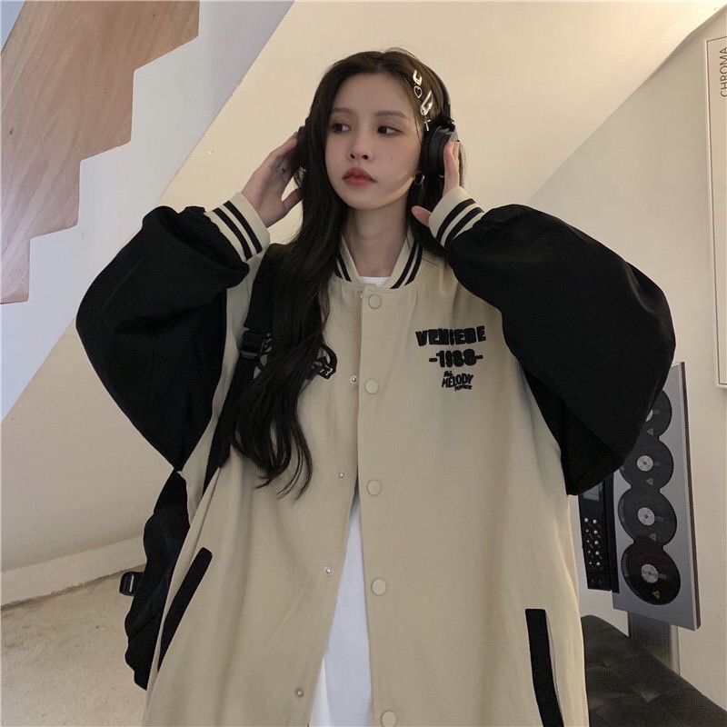 Áo Bomber phối tay Áo khoác thêu 2 lớp UNISEX Big Size nam nữ mặc được siêu hot