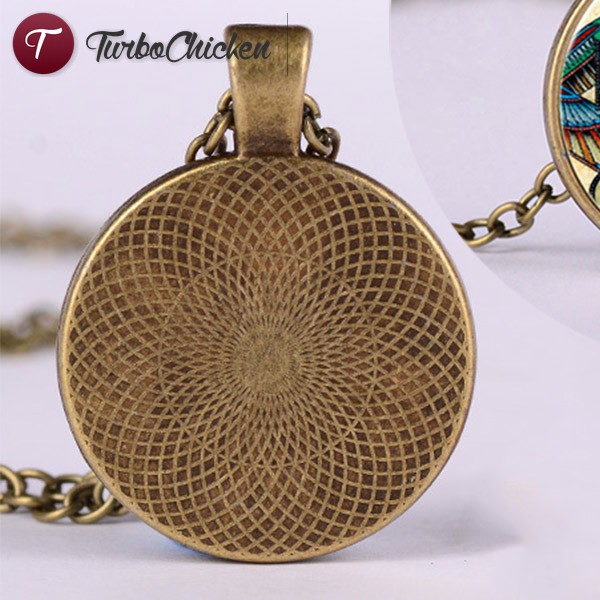 T⋄ Women Retro Egyptian The Eye of Horus Sweater Pendant Necklace Round Glass Alloy Jewelry Gift