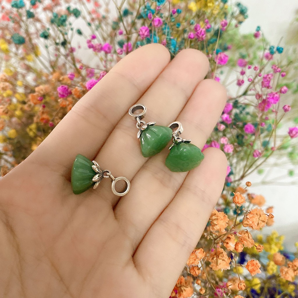 Charm Bạc Đá Hoa sen ngọc hòa điền