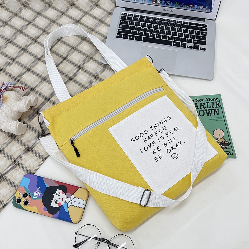 Túi Xách Canvas Phối Màu Sắc Tương Phản Thời Trang Cho Nữ