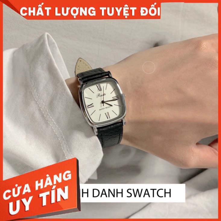 Đồng hồ cặp đôi nam nữ chính hãng RATE mặt vuông thời trang dây da cao cấp phong cách hàn quốc đẹp giá rẻ - Hàng nhập kh
