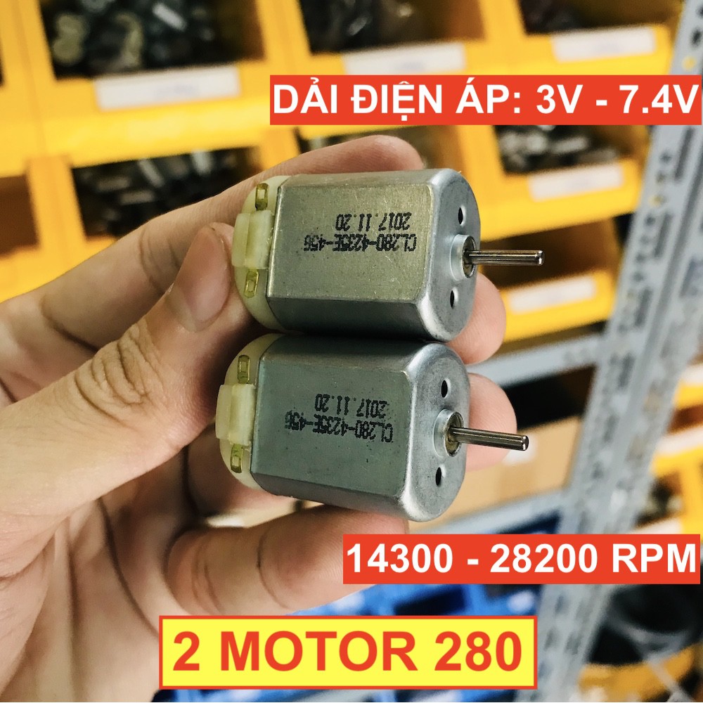 2 motor 280 từ tính mạnh tốc độ cao lực mạnh điện áp 3V - 7.4V 14300 - 28200 RPM cho xe điều khiển - LK0210