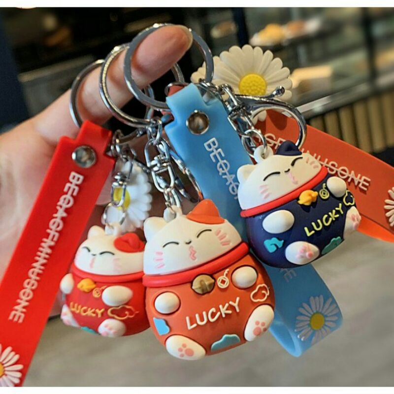 Móc khoá mèo thần tài Lucky cat size lớn