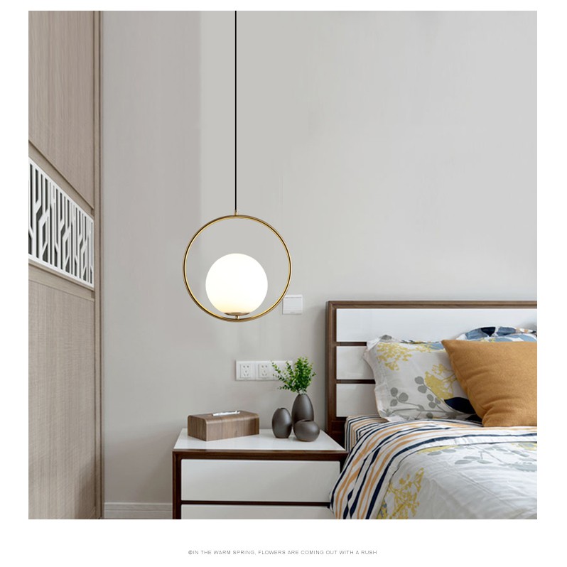 Bộ 3 thả vòng tròn MONSK YUMI hiện đại loại to D20cm kèm bóng LED chuyên dụng - Trang trí bàn ăn, phòng khách, phòng ngủ