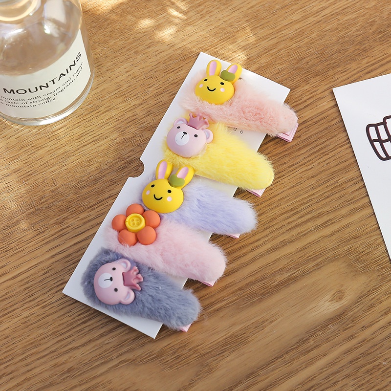 Set 5 Kẹp tóc LÔNG đính nơ đáng yêu cho bé - Nhiều mẫu