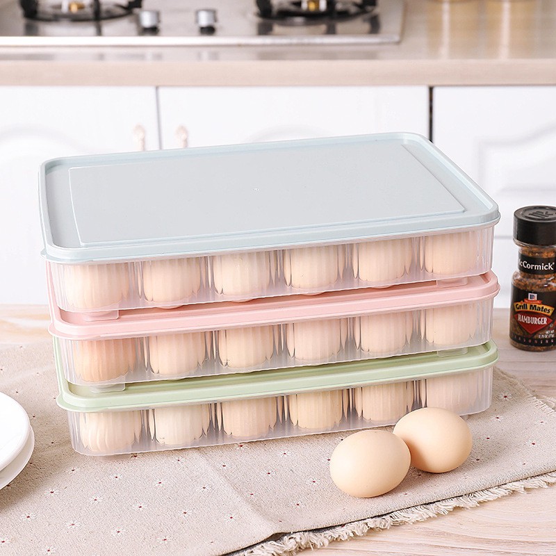 Egg storage box with lid refrigerator kitchen fresh-keeping storage box new plastic egg rack egg tray