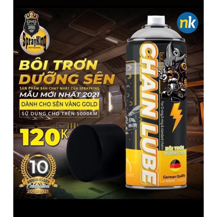 Chai Xịt Dưỡng Sên , Bôi Trơn Sên Xích SprayKing Chain Lube 400ml  Ít Văng