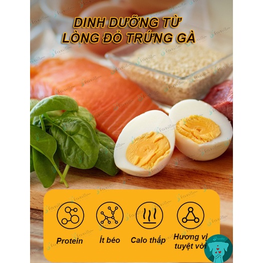 Treat thưởng dinh dưỡng JFamille, Bò viên lòng đỏ trứng, bổ sung Lecithin, Protein, Canxi, dễ tiêu hóa.