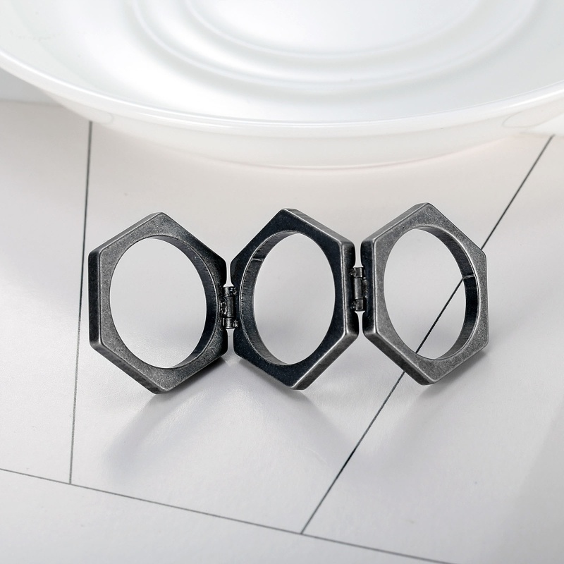 Nhẫn Hình Lục Giác Bằng Thép Không Gỉ Có Thể Thu Gọn Thời Trang