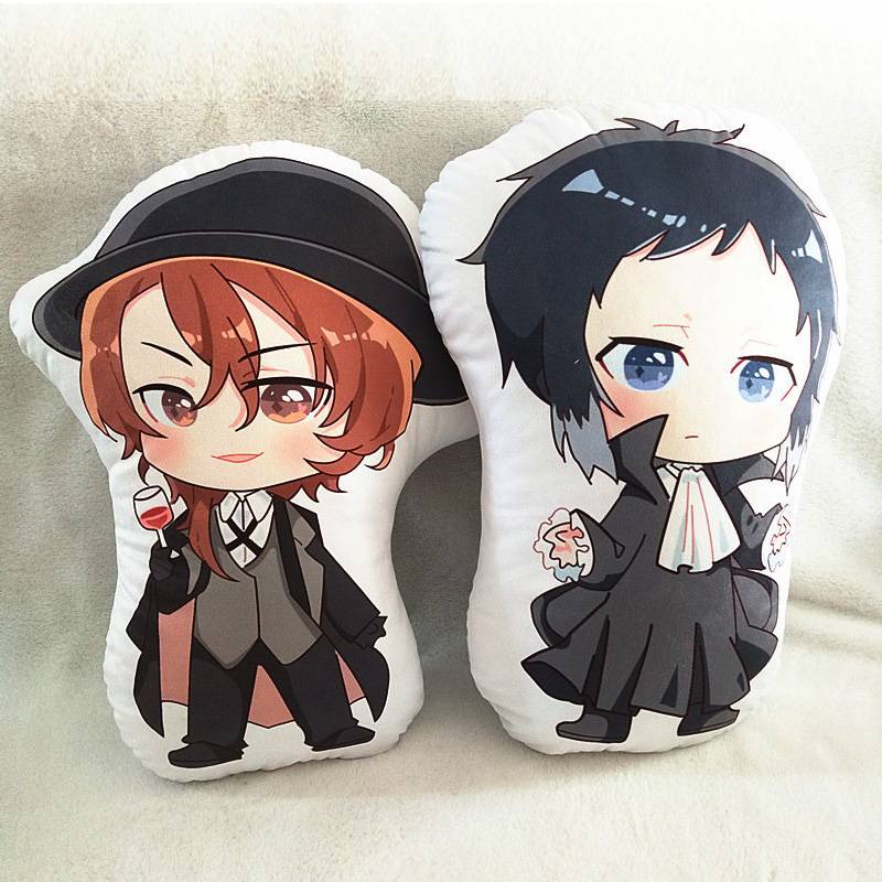 10cm Anime Bungo Đi Lạc Chó Sang Trọng Búp Bê Dazai Osamu Nakahara Chuya Gối Nhồi Bông Mềm Bungo Đi Lạc Chó Sang Trọng Trẻ Em Đồ Chơi Sang Trọng