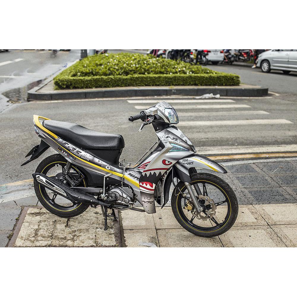 Tem trùm Sirius cá mập xám shark Fi, độ team decal xe máy si spark rẻ đẹp