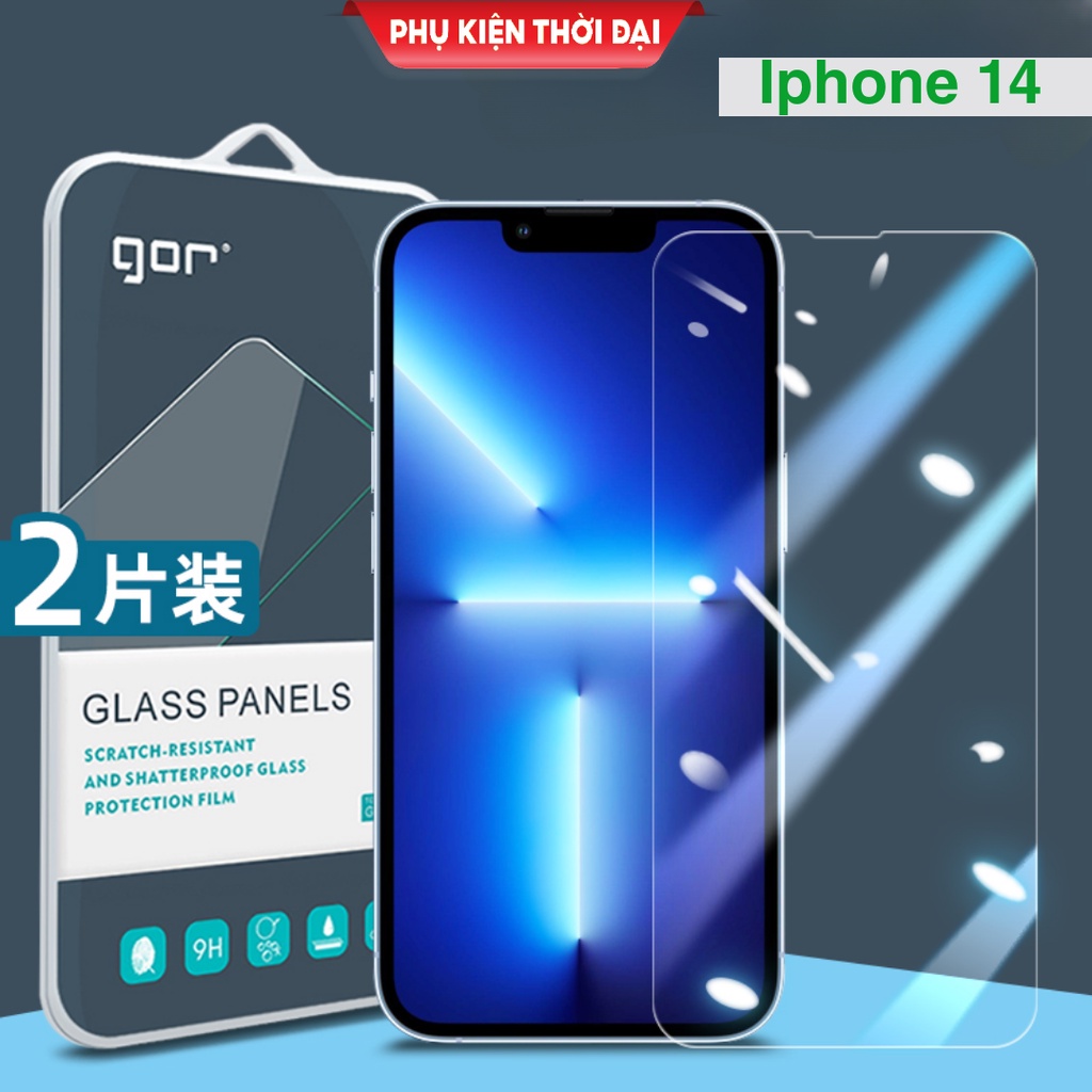 Kính cường lực Gor Iphone 14 hiệu Gor trong suốt bóng mượt hạn chế vân tay ( tặng keo mép )