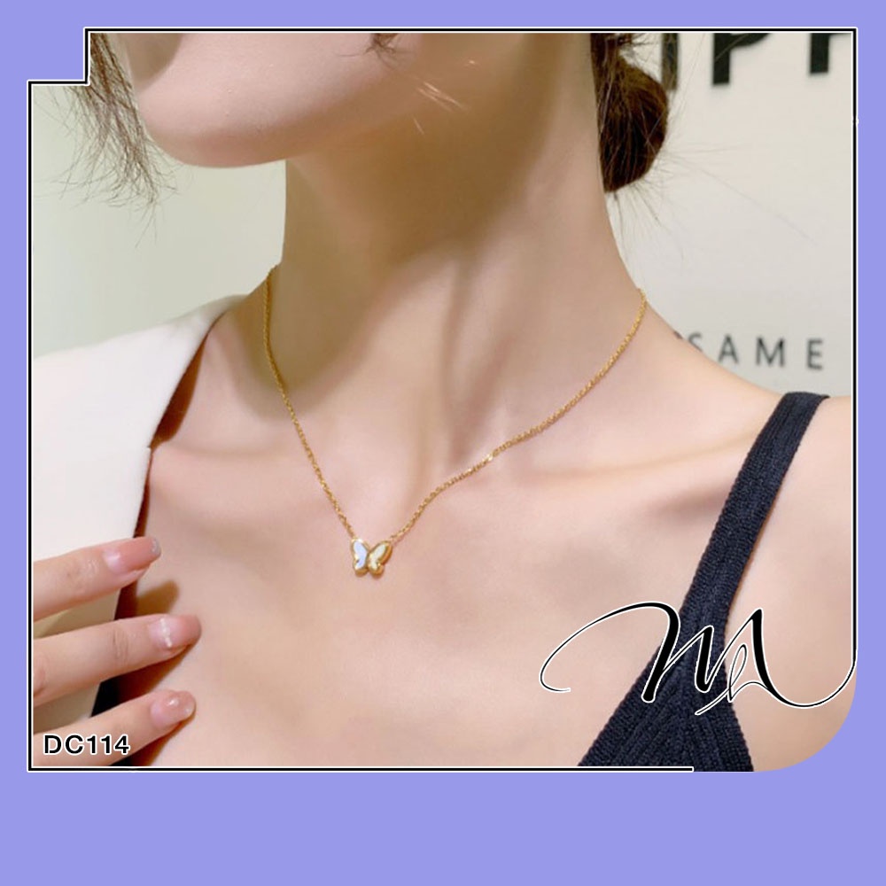 Dây chuyền nữ Titan cánh bướm xà cừ trắng xinh xắn - Măng's House DC114