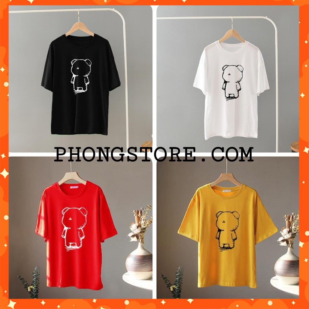[Ảnh thật] Áo thun tay lỡ cotton Bear [ áo thun tay lỡ unisex nam nữ đều mặc được] | BigBuy360 - bigbuy360.vn