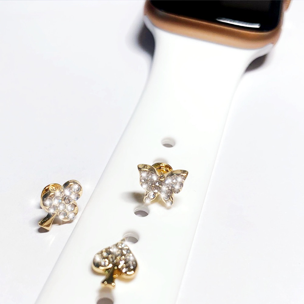 【20 màu】 Tự làm Phụ kiện kim loại trang trí cho iwatch series 7 6 5 4 SE 3 2 1 thời trang Thiết kế Rhinestone Khóa kim loại Dây đeo đồng hồ mềm Trang trí