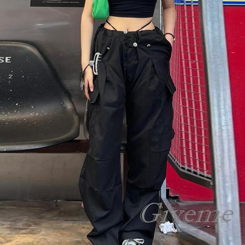 Quần Dài Dáng Rộng Nhiều Túi Màu Sắc Đơn Giản Thời Trang Mùa Xuân Cho Nữ