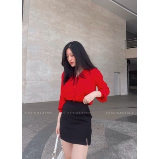Sistersister - áo sơ mi lụa cổ lanton jade